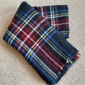Blanket Scarf Plaid Black Blue 52x55" Oversized